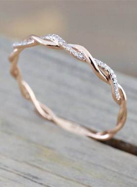 Twisted Twist Inlay Ladies Fashion Ring