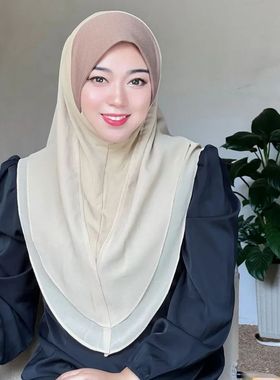 Malay Chiffon  Women Instant  Turban Full  ic Shawl Fashion