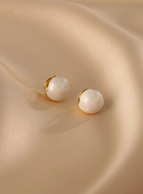 French Fashion Copper Drop Glazed Geometric Spherical Earrin