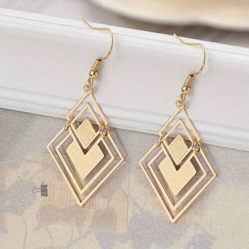 Geometric Hollow Drop Earrings For Women, Fashion Layerable