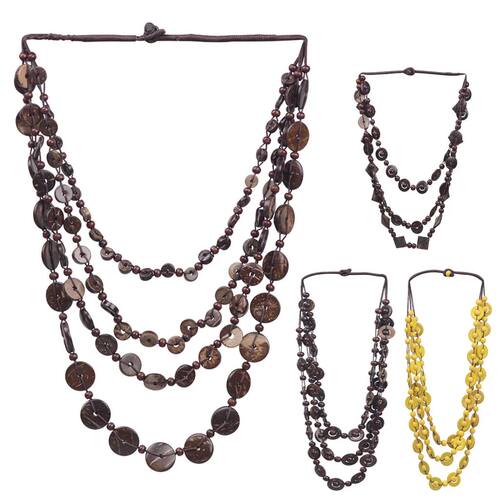 Ethnic Style Multi-layer Beaded Coconut Shell Necklace Triba