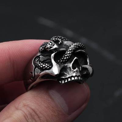Punk Hip Hop Unique Silver Color Skull Rings For Men Stainle
