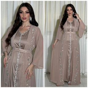 Middle East Diamonds Jalabiya Women 2 Pieces Dress Set Dubai