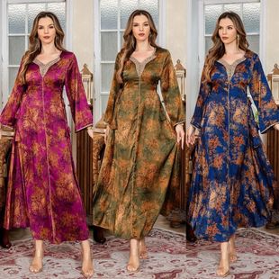 Long Dress Women Print Dresses Jalabiya Morocco Dubai Part