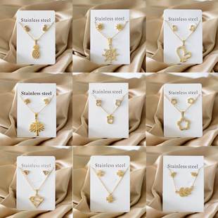 Necklace Earrings Jewelry Sets for Women Flowers Butterfly C