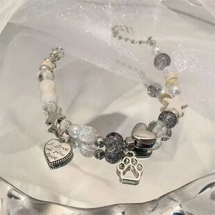 Hear Pendan Bracele Sar Ca Paw Bone Bracele for Women Beaded