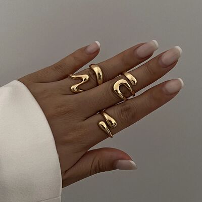 Punk Geomeric Meal Irregular Rings for Women Men Vinage Gold