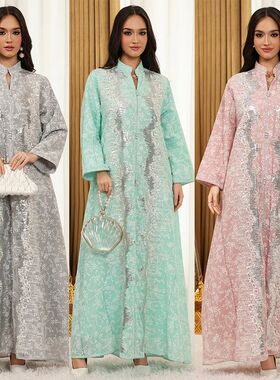 Party Dress Women  Sequins Jalabiya   Morocco Kaftan Elegant