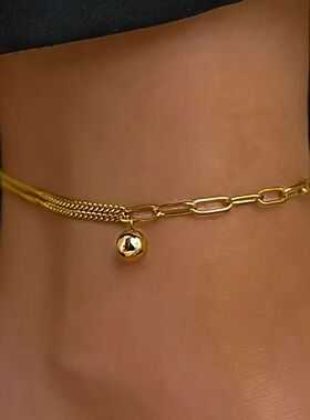 Sainless Seel Ankle for Women Exquisie Spliced Chain Ball Pe
