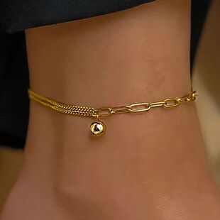 Sainless Seel Ankle for Women Exquisie Spliced Chain Ball Pe