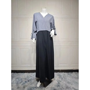 Women Dress Caftan Patchwork s Cardigan Casual Long Robe K