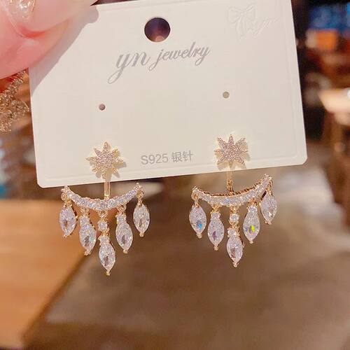 Fashion Elegant cate Micro Set Crystal Octagon Star Tassel W