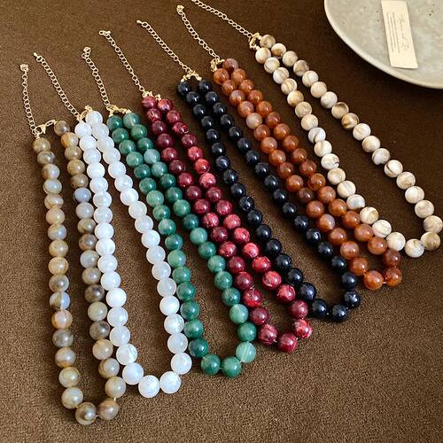 Multi-Color Smudging Round Beads Acrylic Choers Necklaces Re