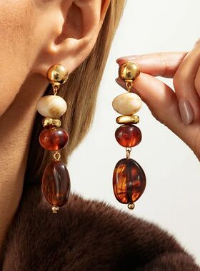 Bohemian Geomery Acrylic Resin Waer Drop Amber Halaion Penda