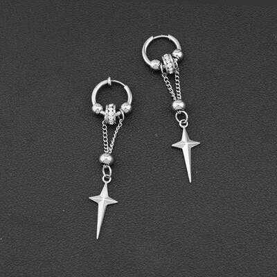 Tassel Chain Personalized Cross Star Gothic Star Earrings