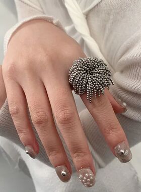 Kpop Punk Silver Color Chain Tassel Rings for Women Men Vina