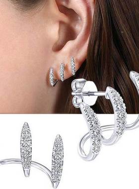 Silver Color Color Claws Stud Earrings with Crystal AAA CZ S