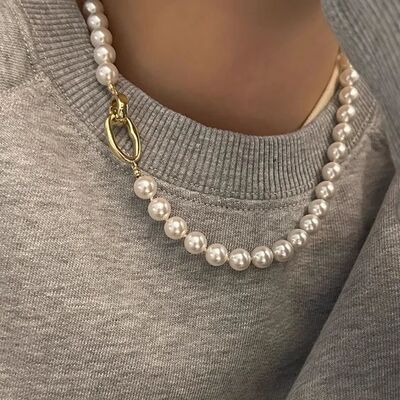 Vinage Grey Pearl Necklace for Women Girl Elegan Fashion Mea