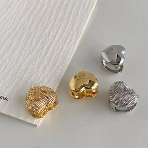 Hollow Double Sided Heart Earrings for Women Gold Color Uniq