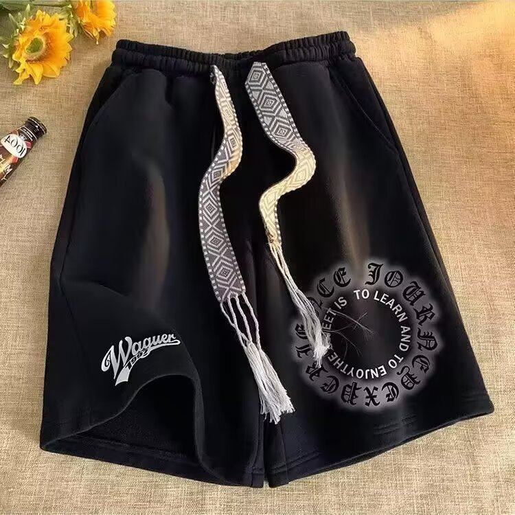 松紧腰短裤男款夏季抽绳篮球运动五分裤子美式高街大码休闲大裤衩,男装,短裤,淘宝优惠券,粉丝福利购,淘宝优惠卷