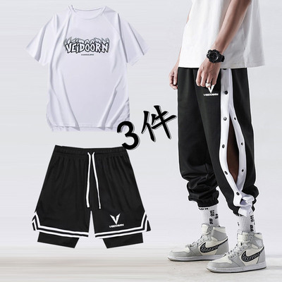 青少年运动快拆速干短袖长裤套装