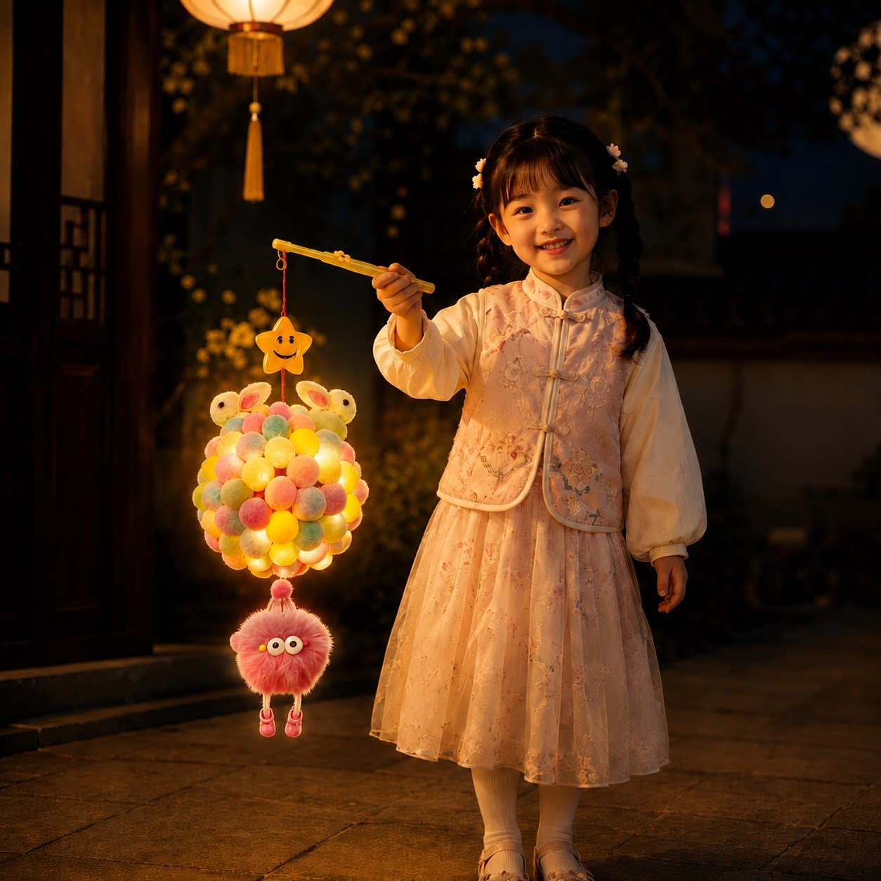 中秋儿童LED音乐兔子手提花灯图片