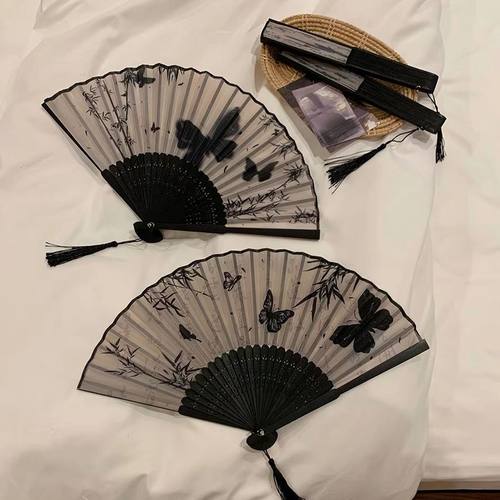 中式折叠扇子古风夏天汉服旗袍舞蹈扇随身便携拍照中国风蝴蝶折扇