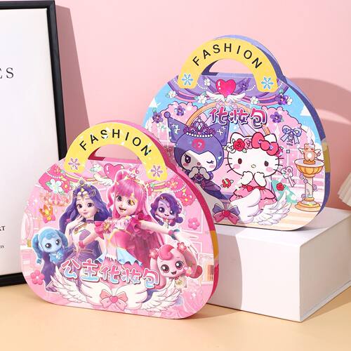 艾莎公主化妆玩具库洛米化妆包套装儿童diy手工换装贴纸生日礼物