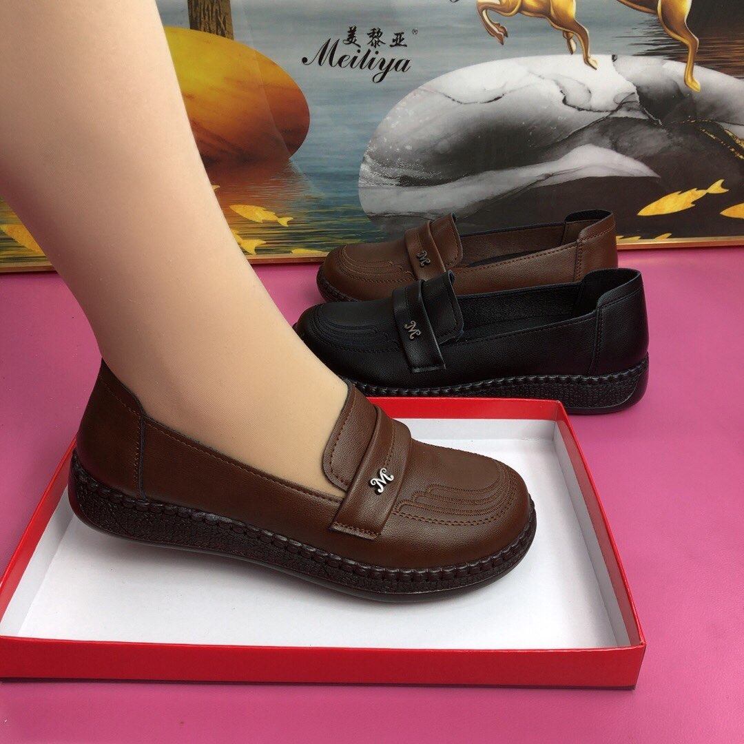2026春季真皮妈妈鞋圆头平底牛筋底一脚蹬软底复古中老年单鞋,女鞋,浅口单鞋,淘宝优惠券,粉丝福利购,淘宝优惠卷