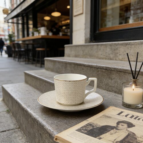 爱莉卡贝叶Erica Beyer 金色蜂巢欧式轻奢镀金骨瓷下午茶咖啡杯