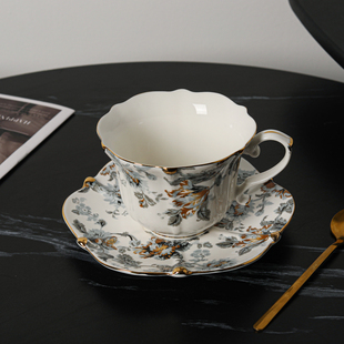 爱莉卡贝叶EricaBeyer  法式矢车菊陶瓷镀金田园风咖啡杯碟