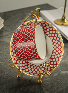 爱莉卡贝叶Erica Beyer 英伦复古风金色单套咖啡杯碟收纳架