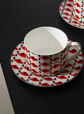 爱莉卡贝叶 Erica Beyer  维也纳红几何欧式轻奢骨瓷下午茶咖啡杯