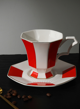 爱莉卡贝叶Erica Beyer  卡萨布兰卡欧式轻奢条纹陶瓷咖啡杯