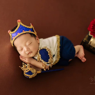 宝宝白马王子拍照服装婴儿百天半岁摄影满月道具艺术照主题衣服