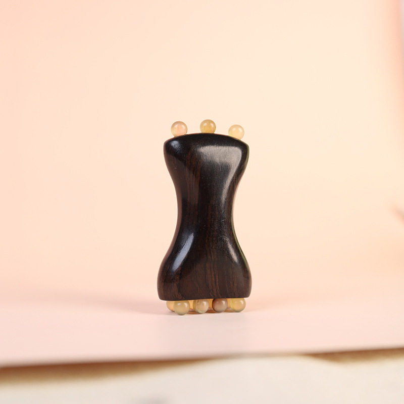 紫光檀羊角迷你金珠樽按摩梳拔筋棒专用女士便携小随身梳子定制