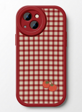 红色创意格子iPhone17promax苹果14小米15华为mate60新款p80荣耀300opporeno适用vivoX200小羊皮nova12手机壳