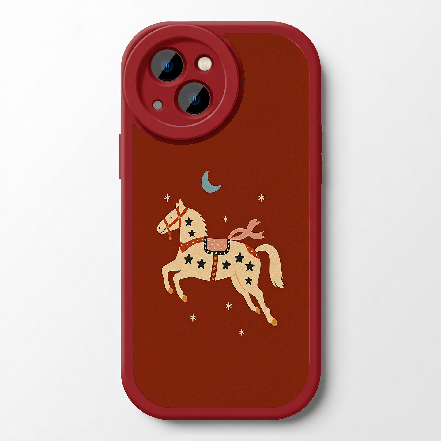 马踏星辰红色新年适用苹果17promax手机壳16小米15小羊皮华为nova14高级感mate70软P80荣耀200潮oppo一加vivo
