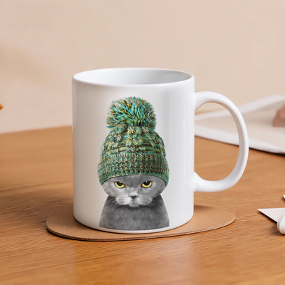 BOBBY Coffee Mug 带帽子的猫 简约陶瓷马克杯 办公室喝水杯子
