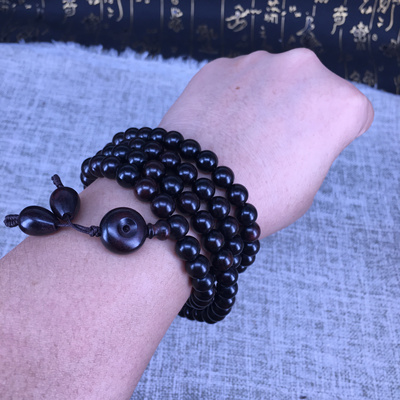 正宗海南黄花梨0.8/108手链手串霸王岭老料紫油梨沉水高油性男士