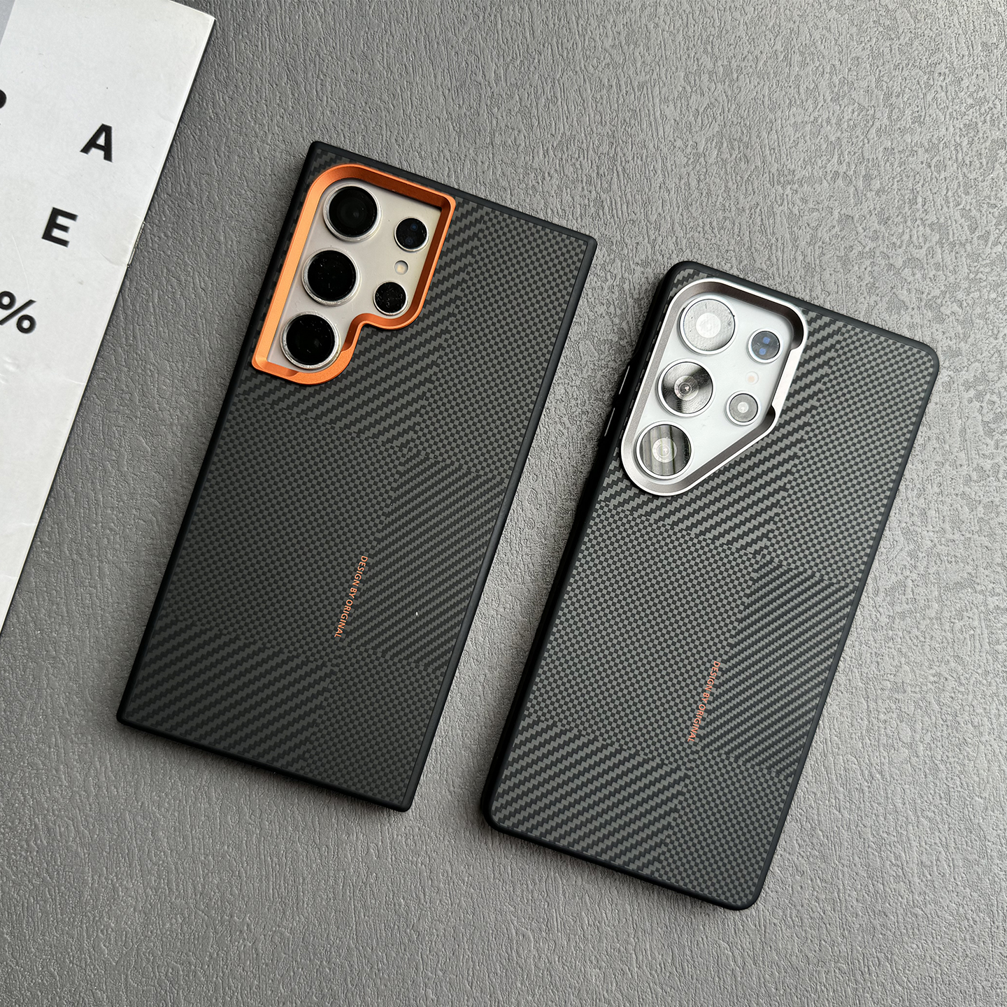 适用三星S25U/S24U碳纤维纹磁吸手机壳S23U金属个性撞色硬壳Galaxy S25Ultra高档简约防摔保护套