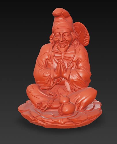 济公摆件圆雕图雕刻机3D打印素材STL格式模型图obj精雕水晶雕刻