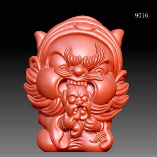 钟馗吃鬼 编号9016三维立体图圆雕图stlOBJ文件3d打印精雕图水晶