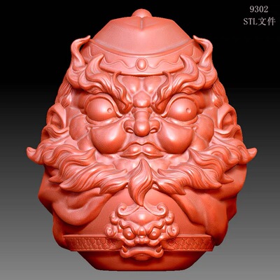 9302钟馗潮玩圆雕图圆雕图雕刻机3D打印素材STL格式模型水晶雕刻
