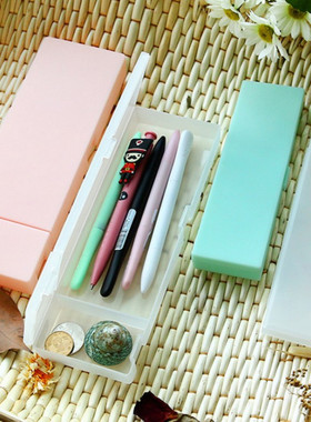 日系INS简约透明磨砂无印MUII风文具盒笔盒学生铅笔盒收纳盒考试