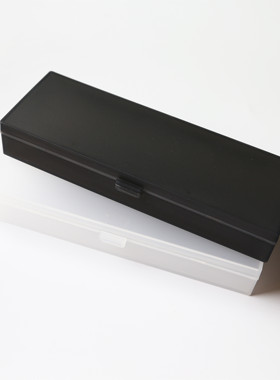 日式 INS风格简约透明磨砂PP文具盒大容量双层笔盒考试黑色印LOGO