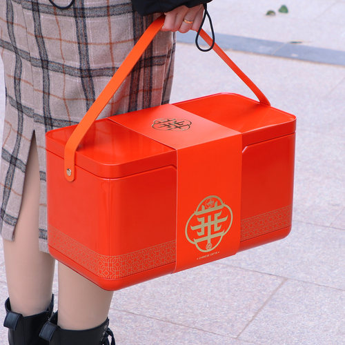 中秋高档礼品包装月饼铁盒高级感零食品特产坚干货果腊肉空盒箱桶