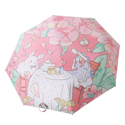 太阳伞晴雨伞防紫外线三折遮阳卡通折叠伞数码防晒黑胶全自动使用感如何?