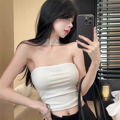 蕾丝花边甜辣妹挂脖吊带背心女