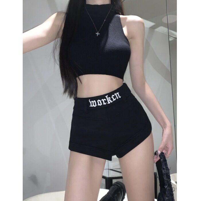 高腰休闲裤阔腿热裤女小个子短裤图片